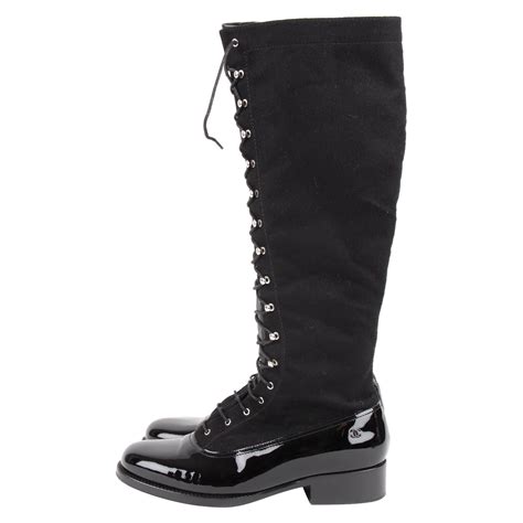 chanel tall black boots with embossed leather|chanel tall boots 2021.